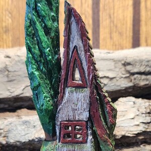 Hand Painted and Carved Fairy Cottonwood Bark Home
