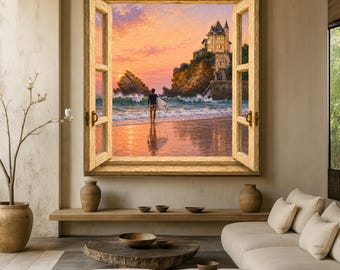 Biarritz Basque Country Landscape Optical Illusion Wall Art - French Landscape Art - Trompe l'oeil - Biarritz Poster
