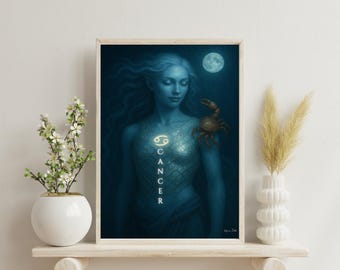 Cancer art - cancer wall art, cancer zodiac gifts, cancer astrology, zodiac gift, zodiac gifts, zodiac art, zodiac wall art, zodiac poster