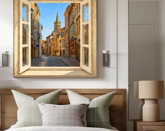 Toulouse landscape optical illusion wall art - French landscape art - trompe l'oeil - Toulouse poster