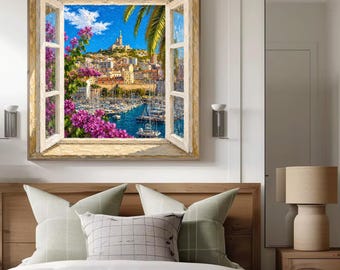 Marseille landscape optical illusion wall art - French Riviera art - trompe l'oeil - travel poster - Marseille poster
