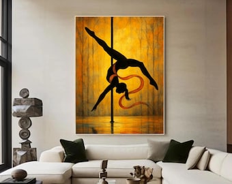 silhouette pole dance art - pole dancer wall art - dance poster - woman silhouette print - feminine decor