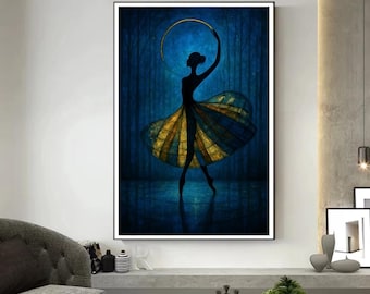silhouette dancer ballet art - ballerina wall art - dance poster - woman silhouette print - feminine decor
