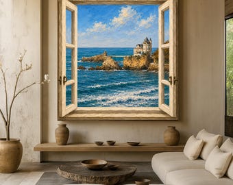 Biarritz Basque Country Landscape Optical Illusion Wall Art - French Landscape Art - Trompe l'oeil - Biarritz Poster