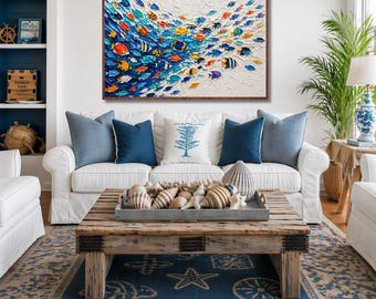 the dance of the tropical fish decor - fish poster - under the sea art print - ocean decor