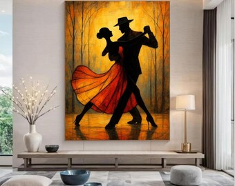 Downloadable PNG digital file of a tango or flamenco dancing couple at sunset