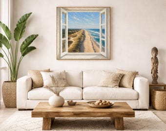 Hossegor landscape optical illusion wall art - French landscape art - trompe l'oeil - ocean wall art - nature prints