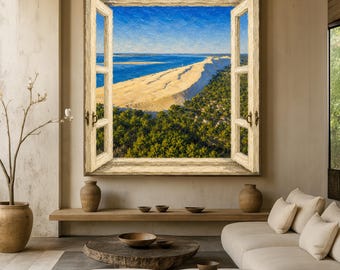 Dune du Pilat landscape optical illusion wall art - Arcachon art print - trompe l'oeil - travel poster - natural wall art