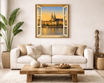 Bordeaux landscape optical illusion wall art - French landscape art - trompe l'oeil - Bordeaux poster
