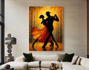 silhouette flamenco or tango dancer couple art - ballerina wall art - dance poster - silhouette print - couple gift