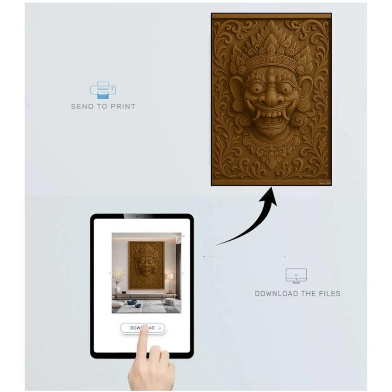 Balinese Digital Download, Barong Mask Printable, Asian Sculpture ...