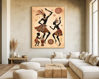 African dance art - tribal art - ethnic home decor - black culture gifts - afrocentric artwork