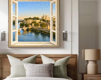 Avignon landscape optical illusion wall art - French landscape art - trompe l'oeil - Avignon wall art