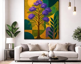 jacaranda art - tropical art - botanical prints - floral print - mid century modern decor - jacaranda print