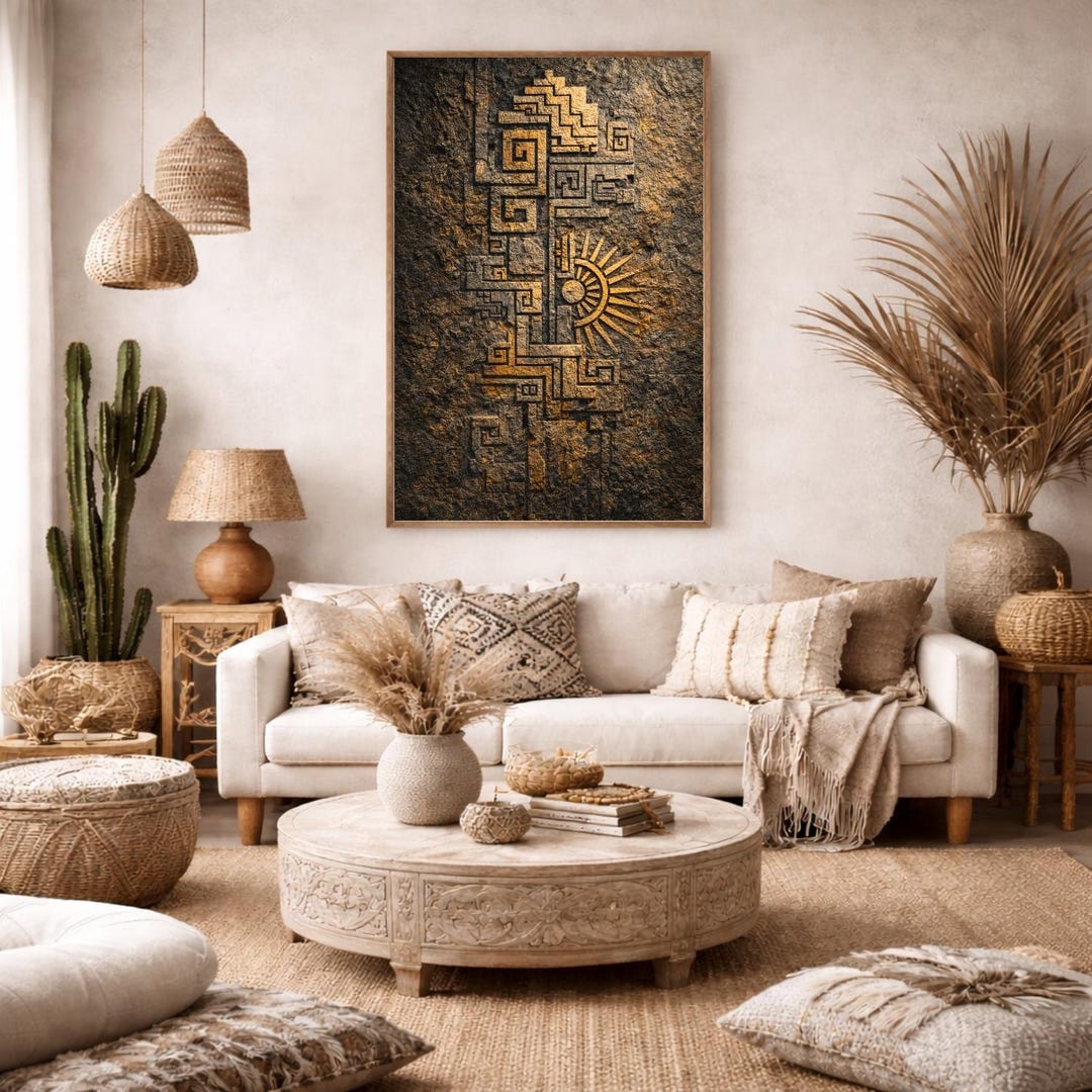 Fragment of the Fifth World Aztec Art - Tribal Wall Decor - Ethnic Home ...