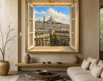 Paris landscape optical illusion wall art - montmartre paris art - trompe l'oeil - travel poster - paris wall art