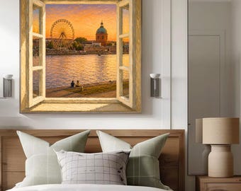 Toulouse landscape optical illusion wall art - French landscape art - trompe l'oeil - Toulouse poster