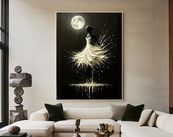 silhouette dancer black and white wall art - woman silhouette print - feminine decor