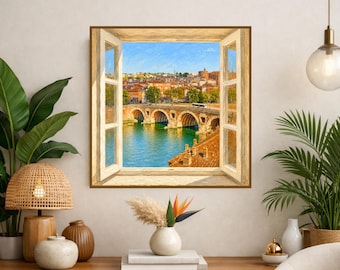 Toulouse landscape optical illusion wall art - French landscape art - trompe l'oeil - Toulouse poster