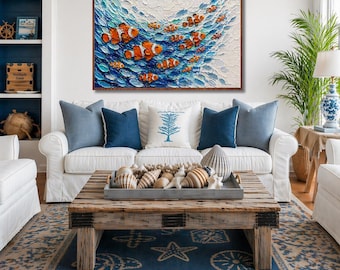 the dance of the clownfish decor - fish poster - under the sea art print - ocean decor