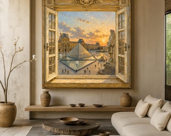 Paris landscape optical illusion wall art - louvre wall art - trompe l'oeil - travel poster - paris wall art