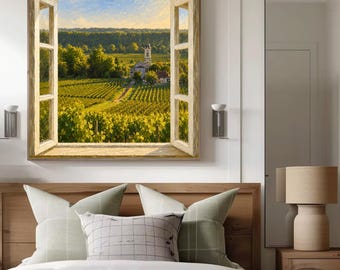 Bordeaux landscape optical illusion wall art - French landscape art - trompe l'oeil - Bordeaux poster