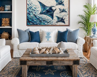 the dance of the manta ray art - fish poster - under the sea art print - ocean decor