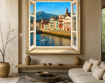 Saint Jean de Luz waterfall Basque country landscape optical illusion wall art - French landscape art - trompe l'oeil