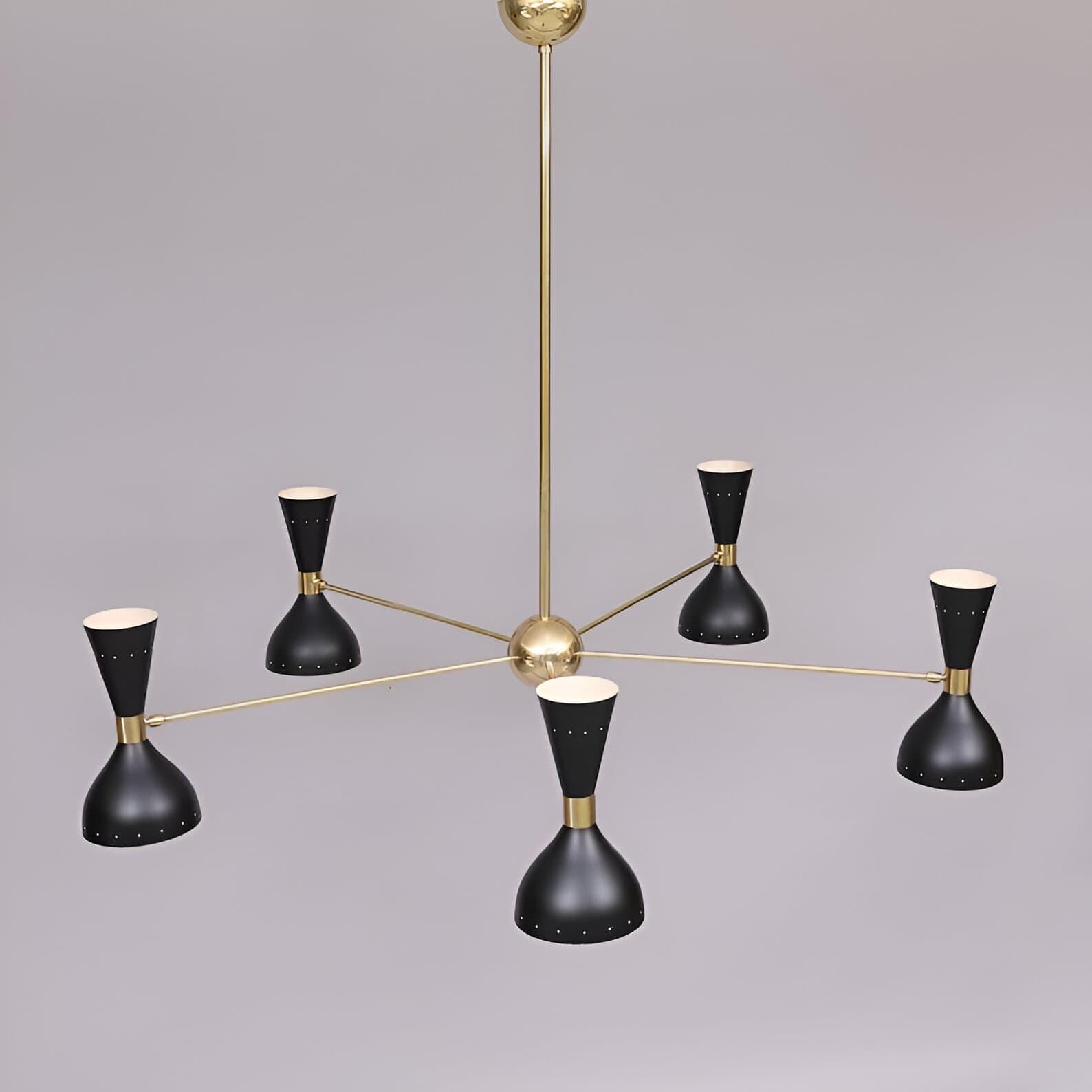 1950年代ミッドセンチュリー真鍮6アーム12ライトスティルノヴォ