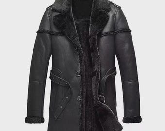 Genuine Sheepskin Winter Trench Jacket | Men’s Sheepskin Shearling Long Leather Retro Long Coat