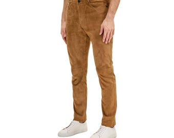 Men's Brown Suede Leather Pant For Outerwear , Bikers Pant