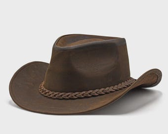 Leather Cowboy Hat for Men and Women | Classic Western Outback Style