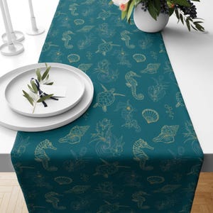 Nautical Coffee Table Runners, Ocean Print Table Runners, Coastal Table Runners, Marine Table Runners, Starfish Design Table Runners