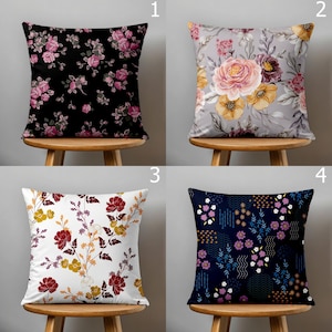 Modern Vintage Flowers Throw Pillow Covers, Vintage Floral Cushion Covers, Flowers Print Pillow Covers, Wildflowers Pillowcase
