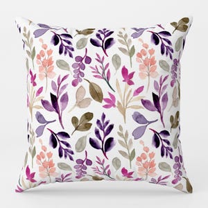 Floral Cushion Covers, Lavender Flowers Print Cushion Cover, Lavender Pillow Covers, Flowers Pillowcases, Floral Pillow Covers