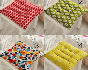 Cojines para sillas con estampado floral: cojines cuadrados retro con estampado floral y lazos.