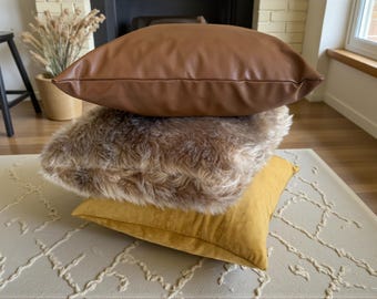 Fundas de almohada de piel sintética suaves y elegantes, decoración del hogar de piel sintética, fundas de almohada lumbar de piel sintética, fundas de almohada de piel sintética, fundas de cojín de piel sintética de lujo