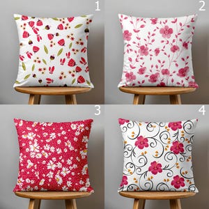 Floral Throw Pillow Covers, Floral Cushion Covers, Wildflowers Pink Cushion Covers, Wildflowers Print Pillow Covers, Pink Floral Pillowcases