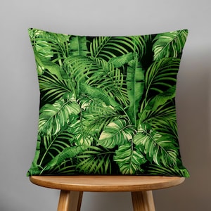 Botanical Green Leaves Pillow Covers, Tropical Leaves Cushion Covers, Tropical Leaf Print Pillow Cover, Exotic Leaves Pillowcases