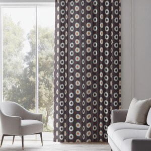Cortinas retro, cortinas modernas de mediados de siglo, cortinas con flores de los años 70, cortinas florales retro vintage, cortinas con estampados de los años 80