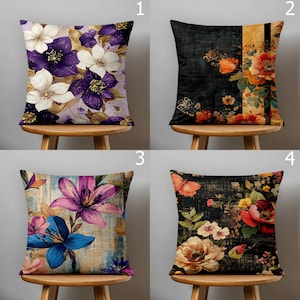 Vintage Floral Cushion Covers, Flowers Print Pillow Covers, Wildflowers Pillowcases, Wildflowers Throw Pillow Covers, Floral Pillow Covers