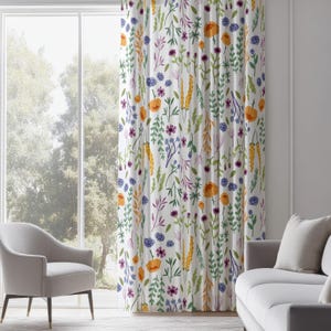 Farmhouse Wildflowers Prints Curtains, Floral Curtains, Floral Window Curtains, Modern Vintage Floral Curtains, Wildfloral Drapes