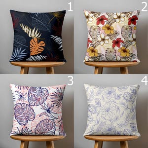 Tropical Cushion Covers, Botanical Leaves Pillow Covers, Tropical Leaf Print Pillow Cover, Exotic Leaves Pillowcases, Botanical Pillow Cover