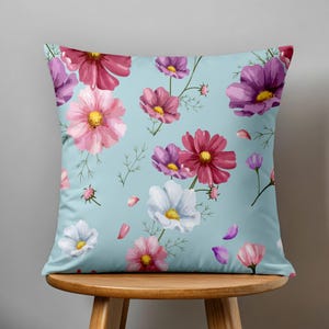 Modern Vintage Flowers Throw Pillow Covers, Vintage Floral Cushion Covers, Flowers Print Pillow Covers, Wildflowers Pillowcase