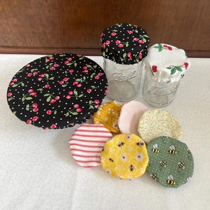 Sourdough Starter Cover, Mason Jar Cover, Bowl Cover, Food Cover, 100% Cotton, Washable, Reusable W/Elastic Band, Fits Standard & Wide-Mouth
