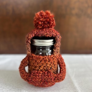 Mason Jar Sweater, Crocheted Hoodie For Mason Jar, Sourdough Starter Sweater, Mason Jar Cozy