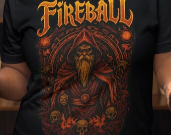 Fireball Wizard Graphic Tee: Gothic Fantasy Gamer Shirt