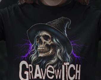 Gothic Witch Skull T-Shirt: Gravewitch Dark Fantasy Tee