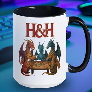 Dragon Dice Mug – 15oz Fantasy Coffee Cup for Tabletop RPG Players | DnD Dungeon Master Gift | Gamer Dice Mug