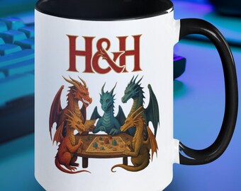 Dragon D&D Mug: 15oz Ceramic Coffee Cup for Gamers